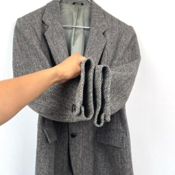 Harris Tweed 80s Wool Herringbone handwoven classic blazer sport coat gray 42 - Picture 4 of 8